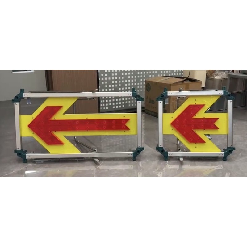 Two KOSEI LED arrow boards photographed in the warehouse