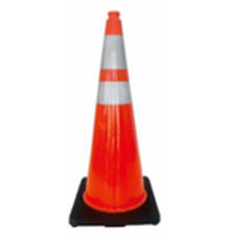 Orange reflective traffic cone with black base